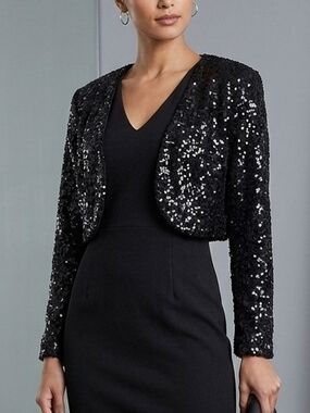 R & M Richards Vintage Bolero Sequined Cropped Jacket